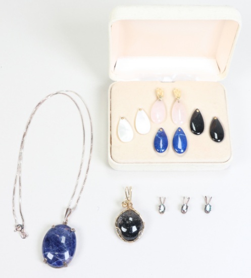Silver Necklace w/ Stone Pendant,  Cabochon Pendant & More