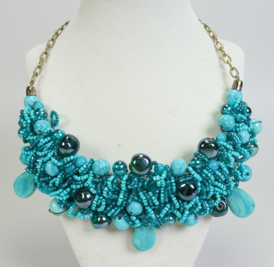 Blue Turquoise Style Chunky Collar Necklace