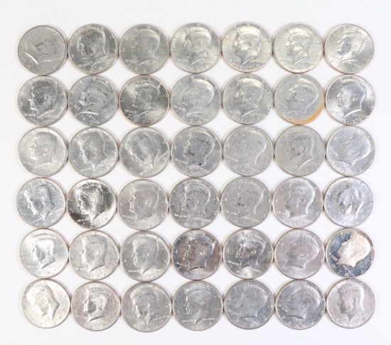 42 Kennedy Half Dollars, Various Dates/Mints