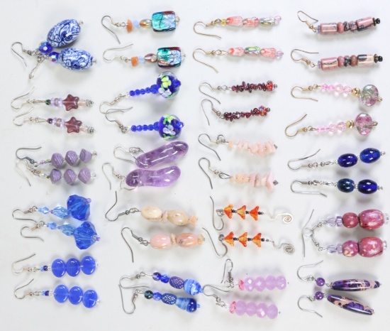 20 Handmade Semi-Precious Stone, Glass & Other Bead Dangle Drop Earrings