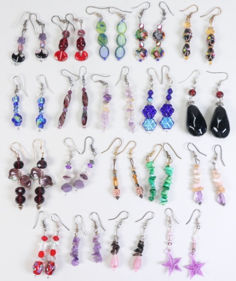 19 Handmade Semi-Precious Stone, Glass & Other Bead Dangle Drop Earrings