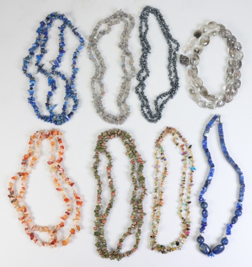 8 Handmade Semi-Precious Stone Bead Necklaces