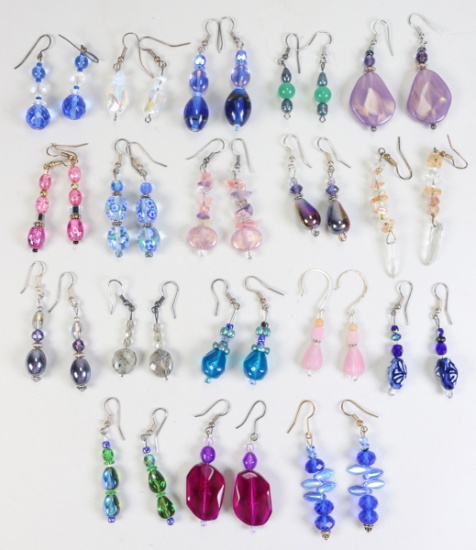 18 Handmade Semi-Precious Stone, Glass & Other Bead Dangle Drop Earrings