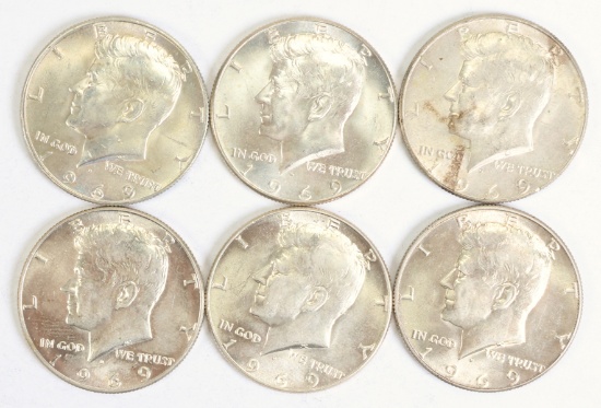 6 - 1969 Kennedy Half Dollars