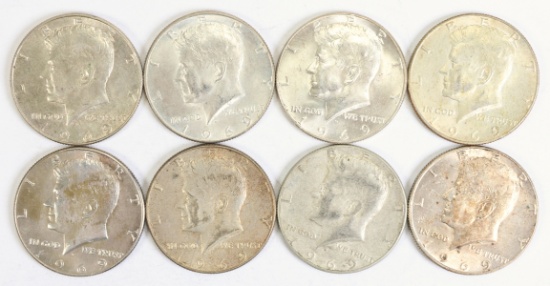 8 - 1969 Kennedy Half Dollars
