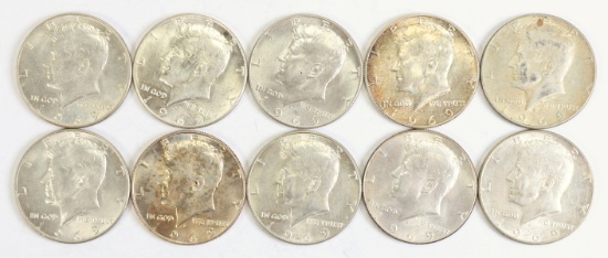 10 - 1969 Kennedy Half Dollars