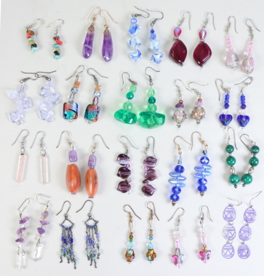 20 Handmade Semi-Precious Stone, Glass & Other Bead Dangle Drop Earrings