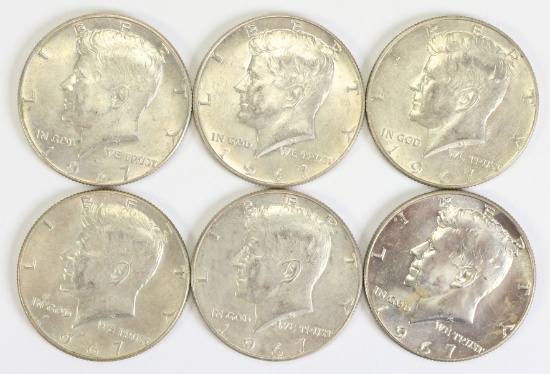 6 - 1967 Kennedy Half Dollars