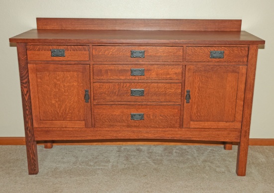Craftsman Style Solid  Oak Sideboard - Buffet w/ Cedar Lined Drawers
