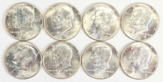 8 - 1967 Kennedy Half Dollars