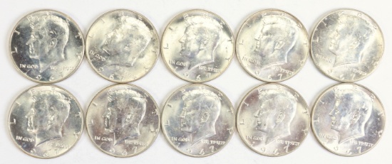 10 - 1967 Kennedy Half Dollars