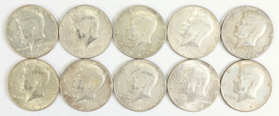 10 - 1967 Kennedy Half Dollars