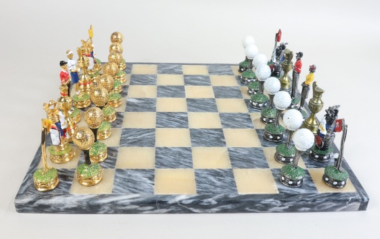 Pewter Golf Chessmen - Hand Painted