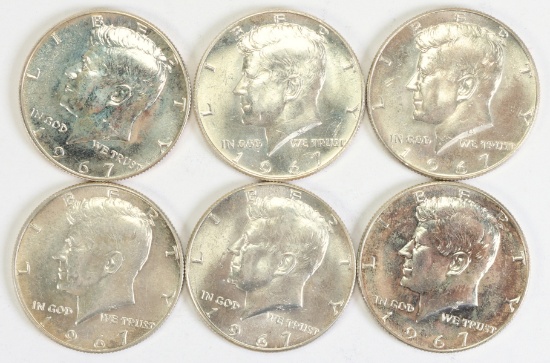 6 - 1967 Kennedy Half Dollars