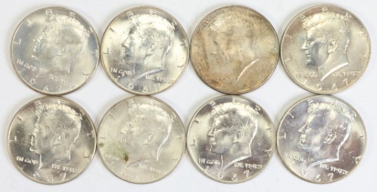 8 - 1967 Kennedy Half Dollars