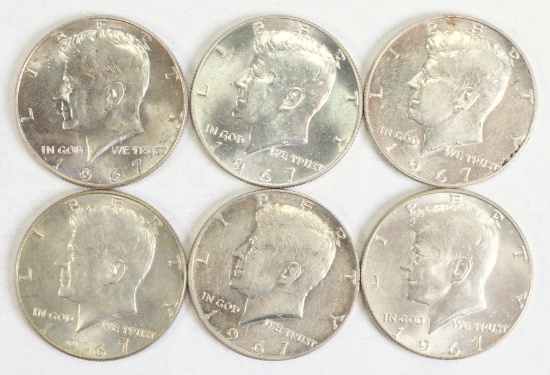 6 - 1967 Kennedy Half Dollars