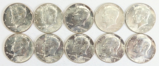 10 - 1967 Kennedy Half Dollars