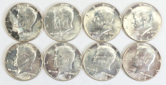 8 - 1967 Kennedy Half Dollars