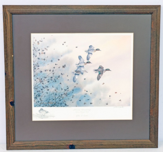 "Autumn Greenwings" Green-Winged Teal Artist Proof Print by John L. Carter, Ca. 1970