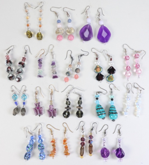 17 Handmade Semi-Precious Stone, Glass & Other Bead Dangle Drop Earrings