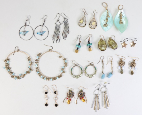 14 Handmade Semi-Precious Stone, Glass & Other Bead Dangle Drop Earrings