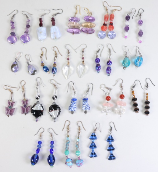18 Handmade Semi-Precious Stone, Glass & Other Bead Dangle Drop Earrings