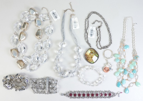 4 Contemporary Stone & Other Bead Necklaces & 4 Bracelets; 1 Keychain