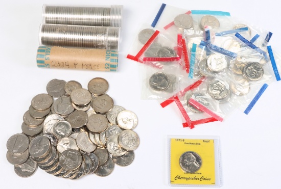 Nickel & Dime Coins, Including 2004-P Unopened Roll