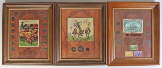 3 Framed Of Collectible Coin, I Includes Stamps
