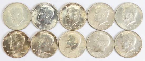 10 - 1967 Kennedy Half Dollars