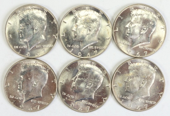 6 - 1967 Kennedy Half Dollars