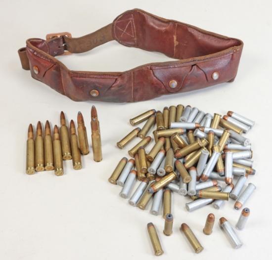 .357 Mag,  30-06 Ammo & Leather Bullet Pouch Belt