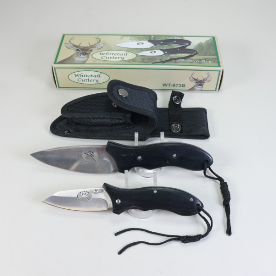 2 Whitetail Cutlery and Sheath w/ Box - 3" Blade and 4.5" Blade