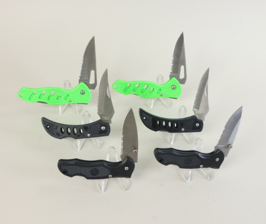 6 Foldable Knives: Wildlife Officer, Frost USA, Bear Cub - 2" Blades