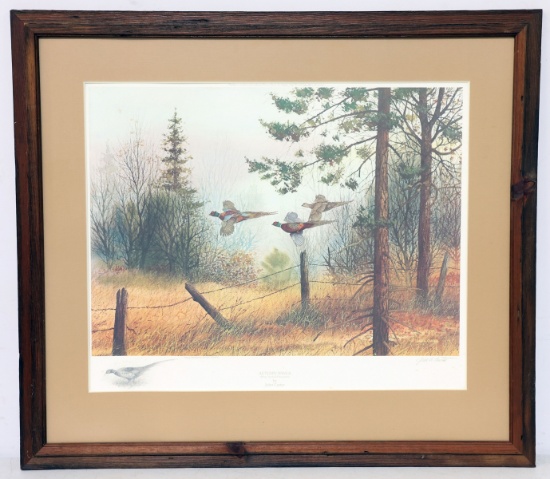 "Autumn Wings (Ring-Necked Pheasants)"  Numbered Artists Proof Print, Signed - John L. Carter