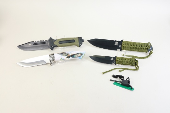 4 Knives: Tac Commander, Camping Knife Set, Flying Eagle