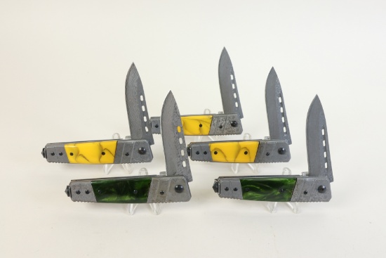 5 Foldable Blades: Tiger USA Damascus - 3" Blades