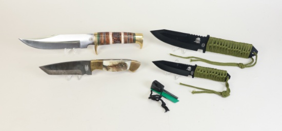 3 Knives: Valley Forge Damascus, Chipaway Cutlery, Camping Knife Set