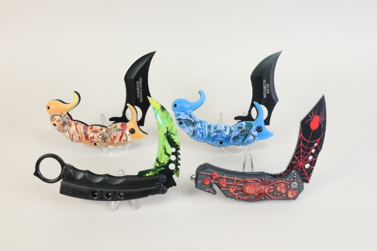 4 Folding Knives: Tiger USA, ElitEdge - 3" Blades