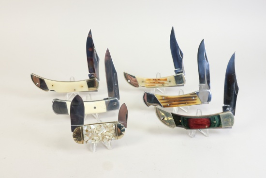 6 Folding Knives: Frost Cutlery, Bear & Bull Cutlery, Buck Shot Cutlery