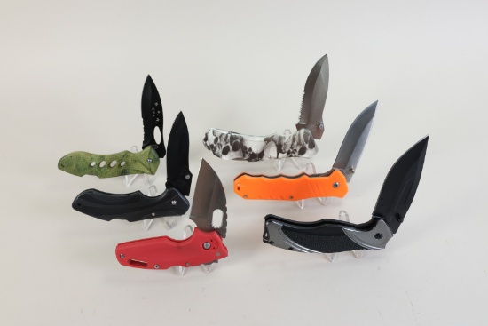 6 Folding Knives: Cold Steel, Night Stalker, S.A.R. Tactical, Avenger, Rock Shot Cutlery