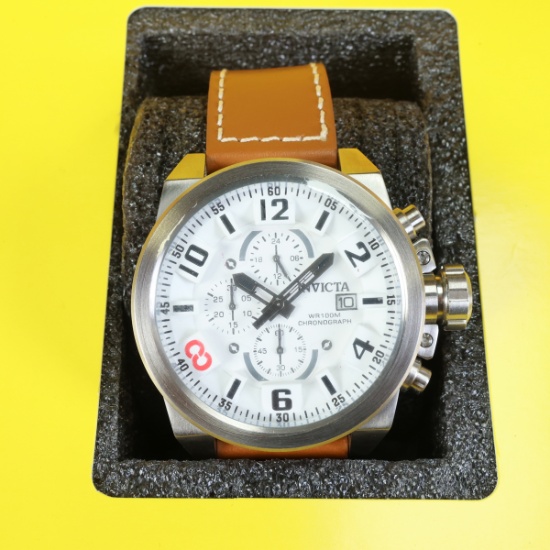 Invicta Model 18991 Chronograph Watch w/ Leather Band - 50mm
