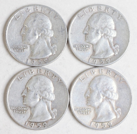 4 Washington Quarters, Various Dates/Mints