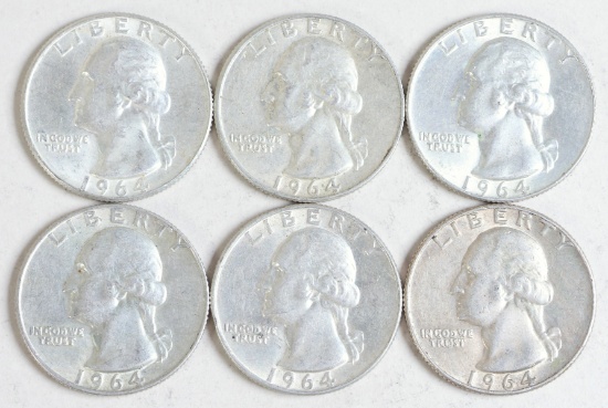 6 Washington Quarters, Various Dates/Mints