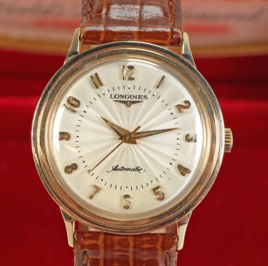 Longines Sunburst Design Automatic Wrist Watch w/ Box, Swiss