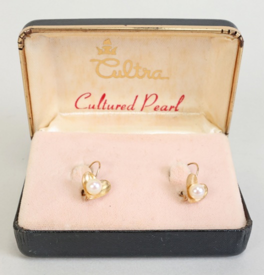 Cultra Gold Toned Cultured Pearl Earrings