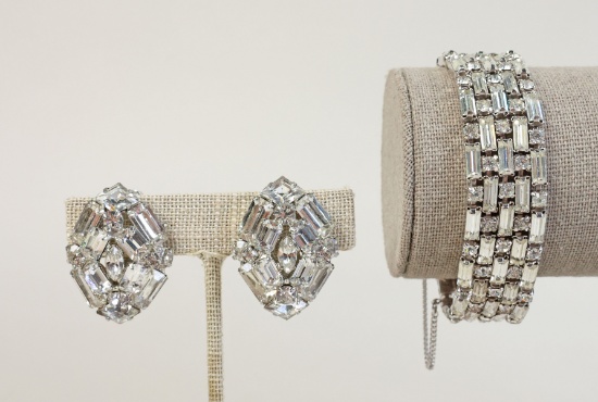 Vintage Rhinestone Earrings & Bracelets