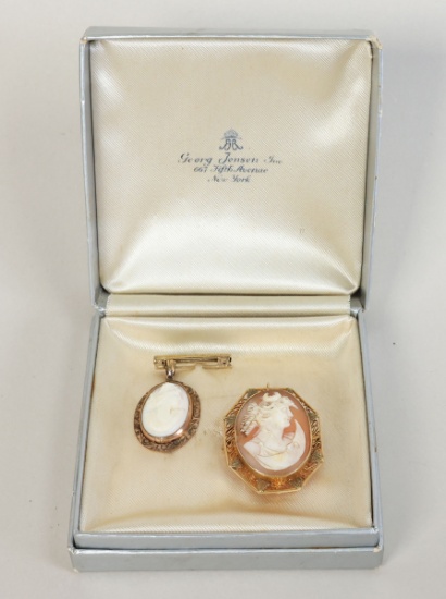 14k Cameo & Plated Cameo - w/ Georg Jensen, NY Box