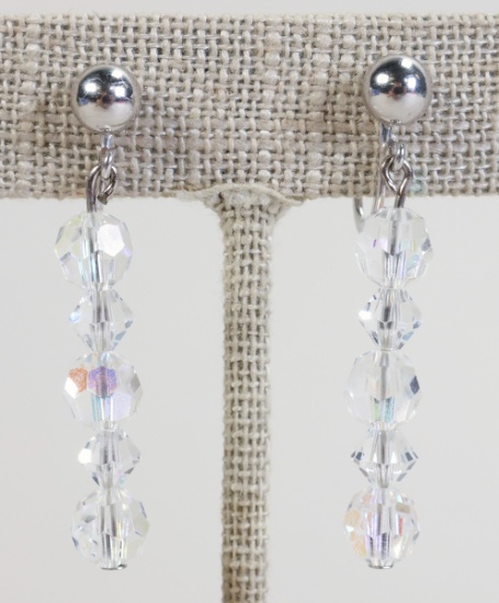 14K Crystal Bead Drop Earrings