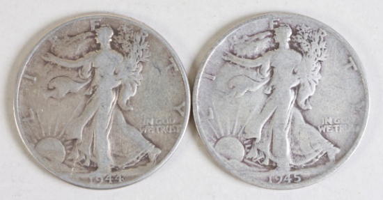 1944-P & 1945--S walking Liberty Half Dollars